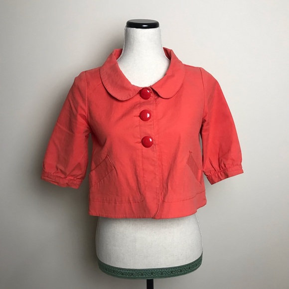 Tulle Jackets & Blazers - Tulle red orange half blazer jacket with short sleeves